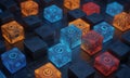 Neon Enigma: Cubes in the Dark AI Generative