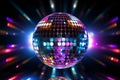 Neon lit 3D rendered disco ball creates a dazzling spectacle