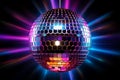 Neon lit 3D rendered disco ball creates a dazzling spectacle