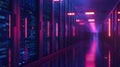Neon lit data hub pulsating with futuristic energy Royalty Free Stock Photo