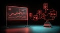 Futuristic Data Flow Diagram Analytics on Holographic Screen Royalty Free Stock Photo
