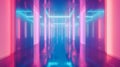 Neon Lit Futuristic Corridor