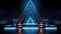 Neon-lit Glass Podium with Geometric Shapes - AI Generated