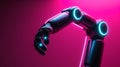 A neon-lit robot arm, symbolizing the marriage of machinery and aesthetics Royalty Free Stock Photo