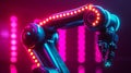 A neon-lit robot arm, symbolizing the marriage of machinery and aesthetics Royalty Free Stock Photo