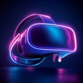 Neon-lit VR headset on dark background, futuristic tech vibe Royalty Free Stock Photo