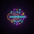 Neon Live Music sign.