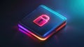 Neon Lock Icon for Digital Security Royalty Free Stock Photo