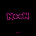 Neon logo. Letter composition. Abstract sign with pink neon light.