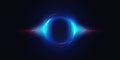 Neon luminous circle, black hole light effect.