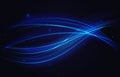 Neon luminous speed motion waves, abstract light effect, blue curve energy lines waves