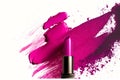 Neon makeup cosmetics lipstick swatch color fuchsia isolated on white background