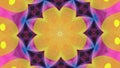 Neon mandala ink kaleidoscope yellow pink lotus Royalty Free Stock Photo