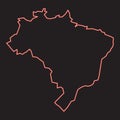 Neon map of brazil red color vector illustration image flat style