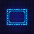 Neon Mark. Frame for a photo, a picture. To send a letter. Glowing Neon Linear Design Element