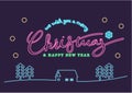 Neon merry christmas & happy new year illustration design Royalty Free Stock Photo