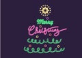 Neon merry christmas & happy new year illustration design Royalty Free Stock Photo