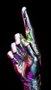 Neon Metallic Hand Showing Iconic Rock and Roll Symbol. Generative ai