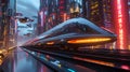 Neon Metropolis: The Future Train Expedition./n Royalty Free Stock Photo