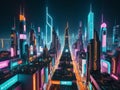 Neon Metropolis A Futuristic Cityscape of Vibrant Crowds.AI Generated