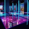 Neon Metropolis: Futuristic 3D Epoxy Floors Immersed in Cyberpunk Cityscape