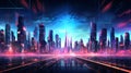 neon metropolis. Nightlife concept, business district center, cyberpunk theme, tech background