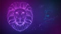 Neon modern fluid background with astrology Leo zodiac sign.