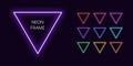 Neon monochrome triangle Border with copy space. Templates set