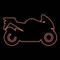 Neon motorbike silhouette motorcycle sport bike red color vector illustration image flat style Royalty Free Stock Photo