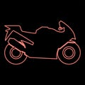 Neon motorcycle red color vector illustration flat style image Royalty Free Stock Photo