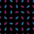 Neon mouse cursor seamless pattern. Pink and blue pointing arrow on black background. Web, internet, direction concept Royalty Free Stock Photo