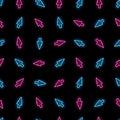 Neon mouse cursor seamless pattern. Pink and blue pointing arrow on black background. Web, internet, direction concept