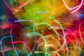 Neon multicolor glowing lines. Defocused gleam in motion Royalty Free Stock Photo