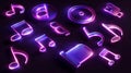 Neon Music Notes - set of neon music notes in pink and purple