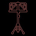Neon music stand easel Reading-stand red color vector illustration image flat style Royalty Free Stock Photo