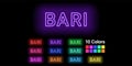 Neon name of Bari city