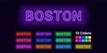 Neon name of Boston city