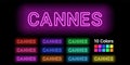 Neon name of Cannes city