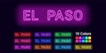 Neon name of El Paso city