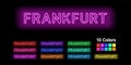 Neon name of Frankfurt city