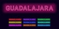 Neon name of Guadalajara city