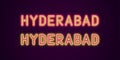 Neon name of Hyderabad city in India