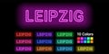 Neon name of Leipzig city