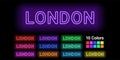Neon name of London city