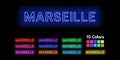 Neon name of Marseille city