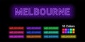 Neon name of Melbourne city