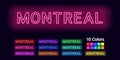 Neon name of Montreal city