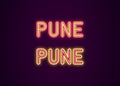 Neon name of Pune city in India