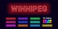 Neon name of Winnipeg city