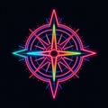 Neon Navigator A Bold Dynamic Compass Icon With Neoncolored Arrows. Generative AI